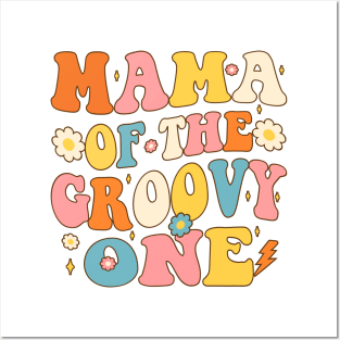 Mama of Groovy One 1st Birthday Party Posters and Art